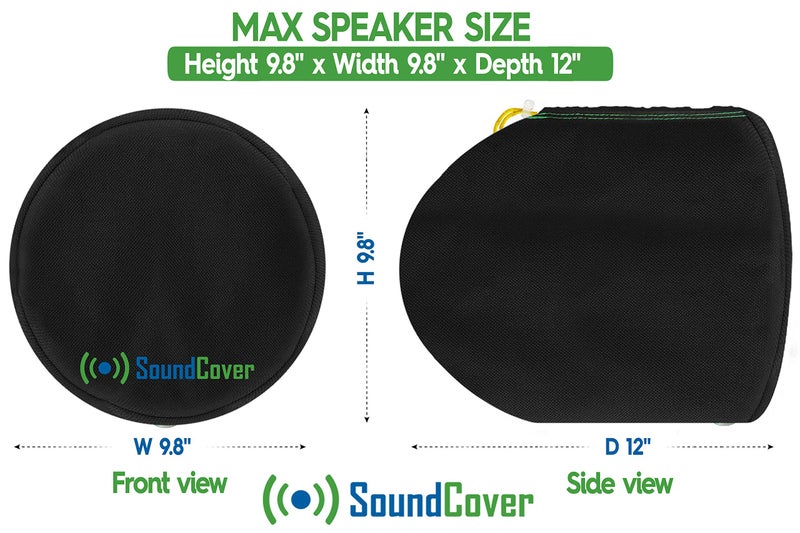 SoundCover أغطية مكبرات الصوت البحرية SoundCover Black 600D لبرج الاستيقاظ - متوسطة (H 9.8" × W 9.8" × D 12") - أغطية مقاومة للعوامل الجوية لمكبرات الصوت البحرية و ATV - Image 2